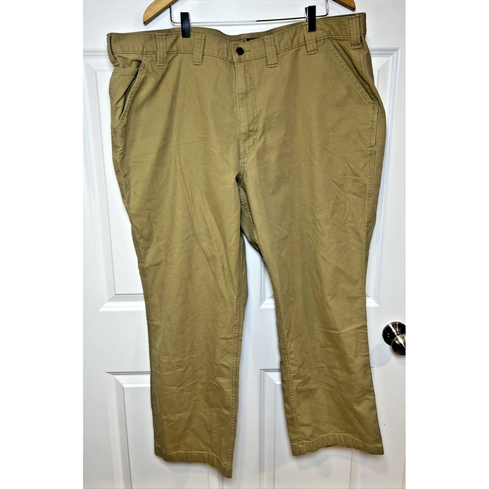 Carhartt 102291 Rugged Flex  Work Pants 44x30 Khaki Relaxed Fit Stretch Canvas